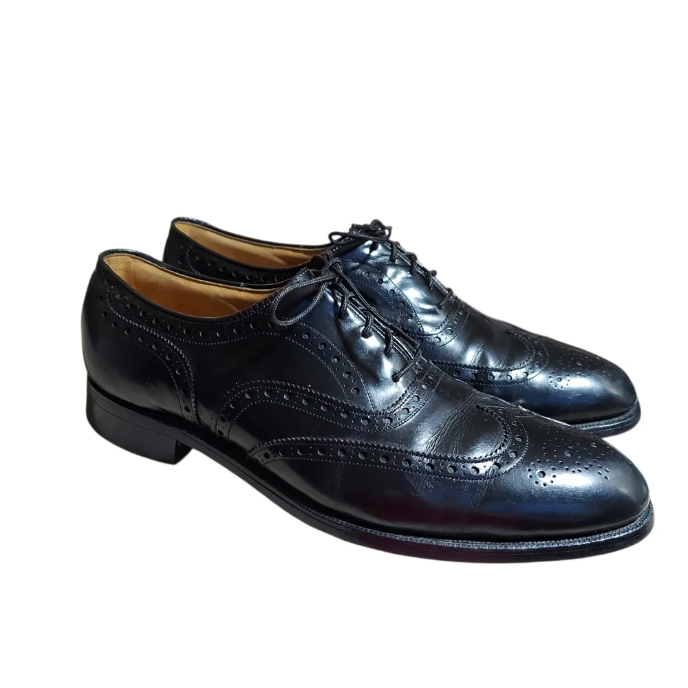 Johnston & Murphy Black Leather Aristocraft Vintage wingtip oxford dress shoes